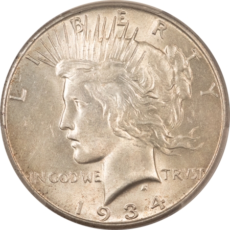 New Certified Coins 1934-S PEACE DOLLAR – PCGS AU-58, NICE SLIDER, LOOKS UNCIRCULATED! KEY-DATE