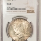 New Certified Coins 1935 PEACE DOLLAR – NGC MS-63, WHITE W/ GOOD LUSTER! PREMIUM QUALITY!