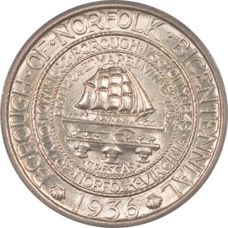 New Certified Coins 1936 NORFOLK COMMEMORATIVE HALF DOLLAR – PCGS MS-65, WHITE GEM!