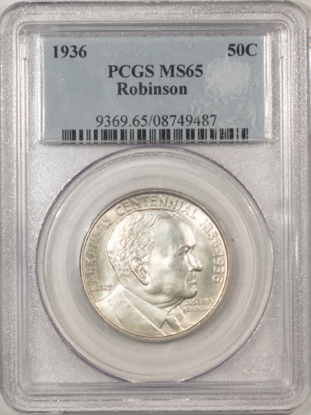 New Certified Coins 1936 ROBINSON COMMEMORATIVE HALF DOLLAR – PCGS MS-65, BLAST WHITE & PQ!