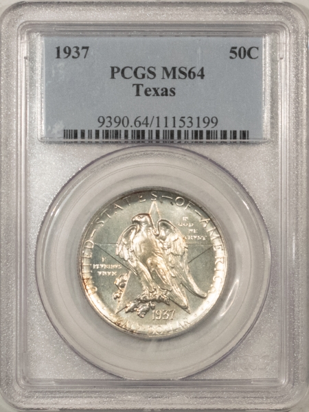 New Certified Coins 1937 TEXAS COMMEMORATIVE HALF DOLLAR – PCGS MS-64, PL OBVERSE & TONED REVERSE
