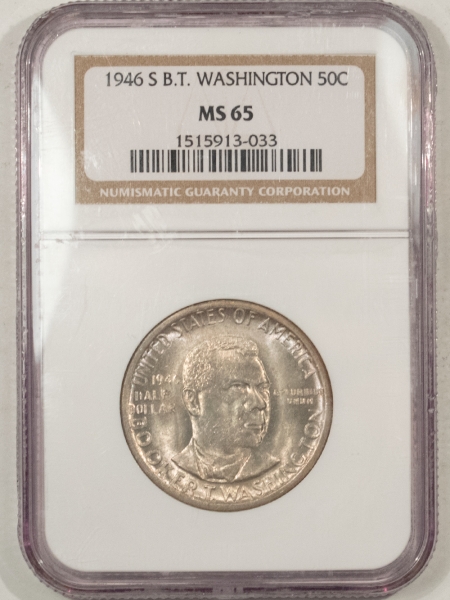 New Certified Coins 1946-S BTW COMMEMORATIVE HALF DOLLAR – NCG MS-65, ORIGINAL GEM!