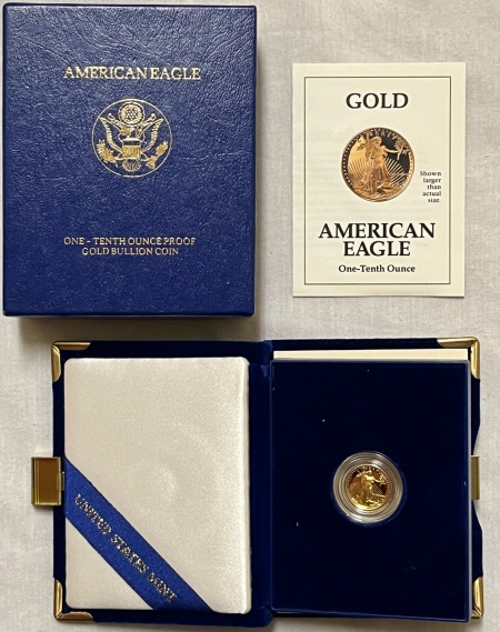 American Gold Eagles, Buffaloes, & Liberty Series 1991 $5 1/10 OZ PROOF GOLD AMERICAN EAGLE GEM PROOF, COMPLETE W/ BOX & COA