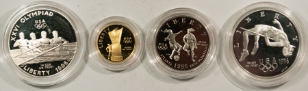 Modern Commems 1996 ATLANTA OLYMPICS COMMEM 4 COIN PROOF SET, GOLD $5, 2 x SILVER $1 & 50C, OGP