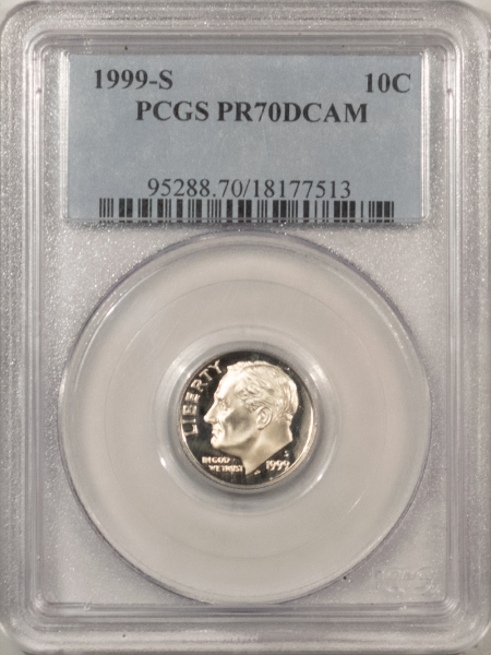 New Certified Coins 1999-S ROOSEVELT DIME – PCGS PR-70 DCAM, PERFECT!