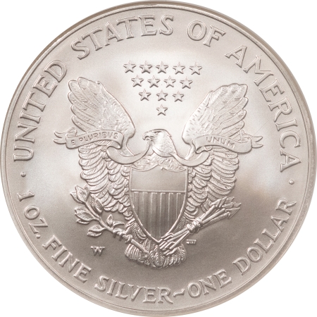 American Silver Eagles 2008-W $1 AMERICAN SILVER EAGLE, REVERSE OF 2007 – NGC MS-69, WHITE