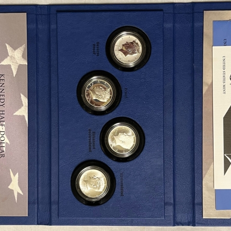 New Store Items 2014 KENNEDY SILVER HALF DOLLAR 4 COIN SET 50TH ANNIVERSARY GEM UNC/PROOF W/ OGP