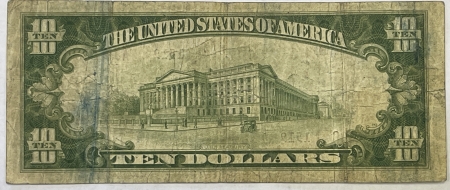 Small United States Notes 1929 $10 SECOND NATIONAL BANK OF CUMBERLAND, MD – TY2, CHTR 1519, FINE!