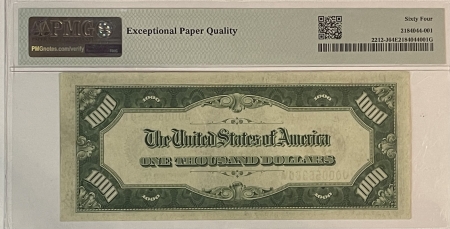 New Certified Coins 1934-A $1000 FEDERAL RESERVE NOTE, KANSAS CITY, FR-2212-J, PMG-64 EPQ-VERY RARE!