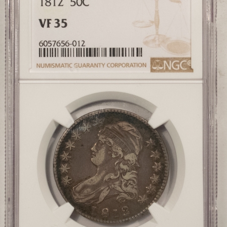 Early Halves 1812 CAPPED BUST HALF DOLLAR – NGC VF-35, PLEASING!