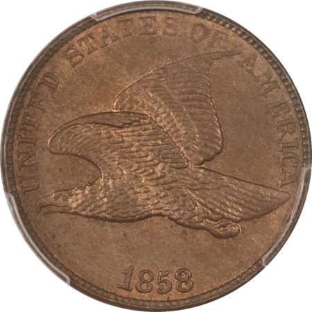 Flying Eagle 1858 FLYING EAGLE, LARGE LETTERS – PCGS MS-62, FRESH & PREMIUM QUALITY!