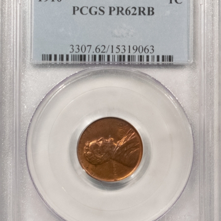 Lincoln Cents (Wheat) 1910 MATTE PROOF LINCOLN CENT – PCGS PR-62 RB, PRETTY! NICE FOR THE GRADE!