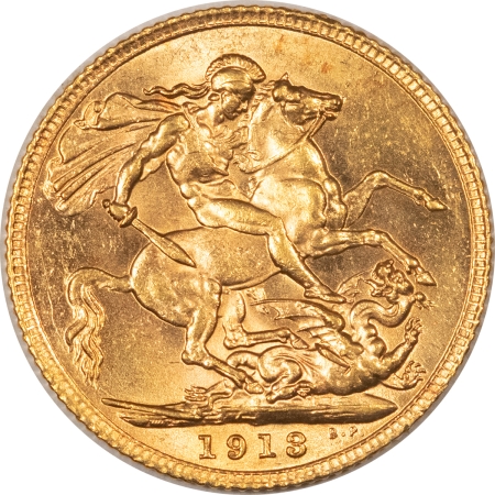 Gold Bullion 1913 GREAT BRITAIN GOLD SOVEREIGN, GEORGE V, NICE FLASHY CHOICE UNCIRCULATED