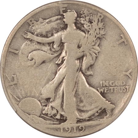 Half Dollars 1919-D WALKING LIBERTY HALF DOLLAR – PCGS G-6, NICE ORIGINAL