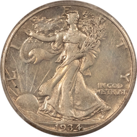Half Dollars 1934-S WALKING LIBERTY HALF DOLLAR – PCGS AU-50, ORIGINAL W/ LUSTER