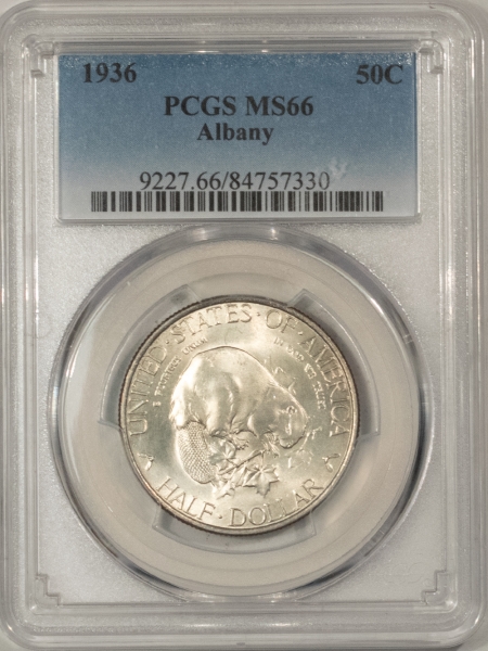 New Certified Coins 1936 ALBANY COMMEMORATIVE HALF DOLLAR – PCGS MS-66, FLASHY, PREMIUM QUALITY!