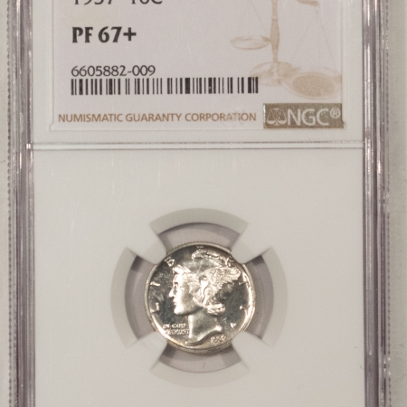 New Store Items 1937 PROOF MERCURY DIME – NGC PF-67+ FRESH WHITE & CLOSE TO CAMEO CONTRAST!