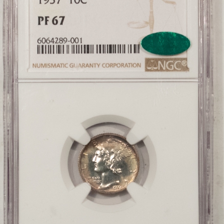 New Store Items 1937 PROOF MERCURY DIME – NGC PF-67, SUPERB, PRETTY! CAC APPROVED!