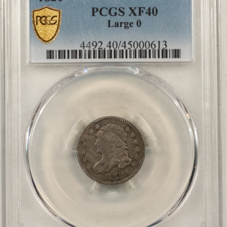 Capped Bust Dimes 1820 CAPPED BUST DIME, LARGE 0 – PCGS XF-40, SCARCE! PRETTY!