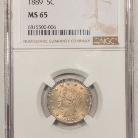 Liberty Nickels 1889 LIBERTY NICKEL – NGC MS-65, GEM! TOUGHER DATE!