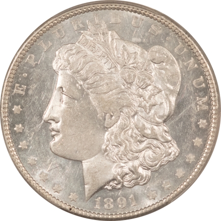 New Store Items 1891-CC MORGAN DOLLAR – PCGS MS-61 PL, TOUGH IN PROOFLIKE! CARSON CITY!