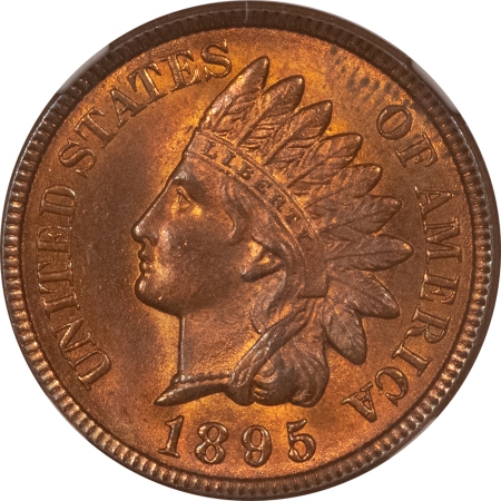 Indian 1895 INDIAN CENT – NGC MS-64 RB, LUSTROUS & FLASHY, NEAR GEM!