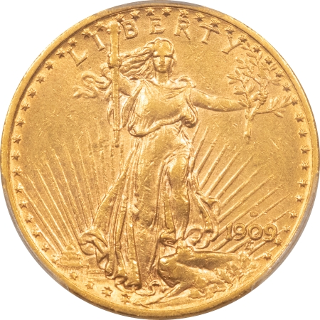 $20 1909-D $20 ST GAUDENS GOLD – PCGS AU-55