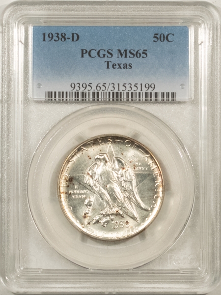 New Certified Coins 1938-D TEXAS COMMEMORATIVE HALF DOLLAR – PCGS MS-65, LOW MINTAGE, SCARCE!