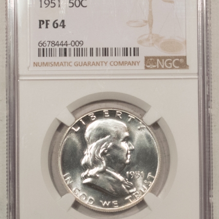 New Store Items 1951 PROOF FRANKLIN HALF DOLLAR – NGC PF-64, WHITE