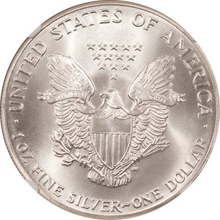 American Silver Eagles 1986 $1 AMERICAN SILVER EAGLE – NGC MS-70, JOHN M. MERCANTI HAND SIGNED LABEL