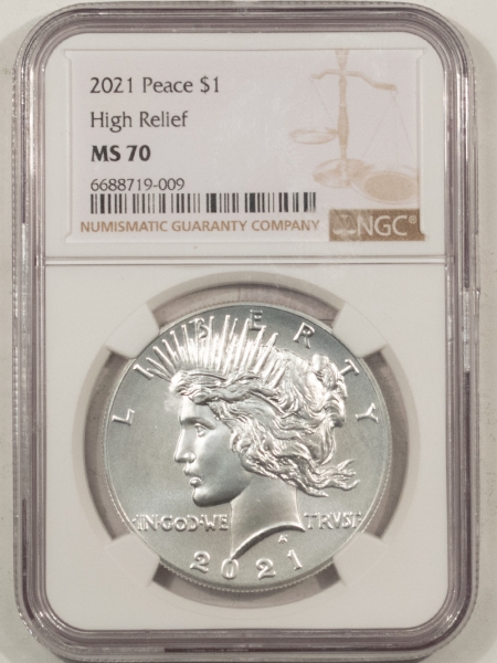 New Certified Coins 2021 PEACE DOLLAR, HIGH RELIEF – NGC MS-70