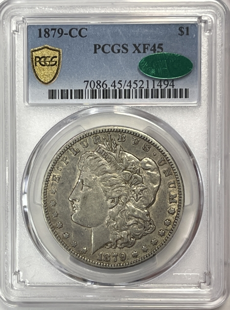 CAC Approved Coins 1879-CC MORGAN DOLLAR – PCGS XF-45 CAC, SUPER FRESH, ORIGINAL & PQ, CARSON CITY!