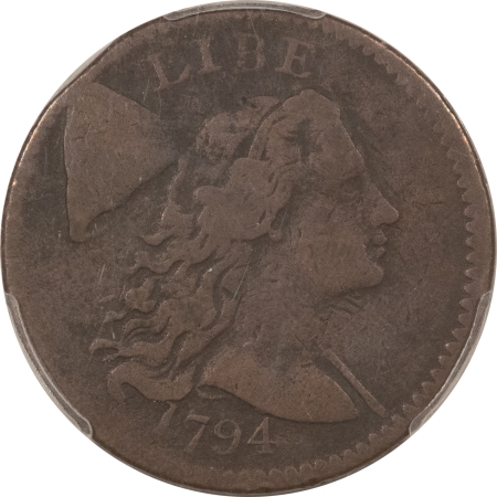 Early Copper & Colonials 1794 FLOWING HAIR LARGE CENT, S-60 HEAD OF 1794 – PCGS F-12 CRISP STRONG DETAILS