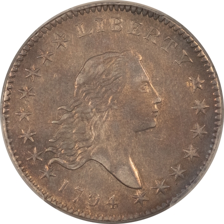 Early Halves 1794 FLOWING HAIR HALF DOLLAR – PCGS XF-45, PLEASING, WELL-STRUCK 1ST YEAR ISSUE