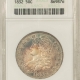 Early Halves 1830 CAPPED BUST HALF DOLLAR, OVERTON 115, SMALL 0 – PCGS AU-53, NICE LUSTER!