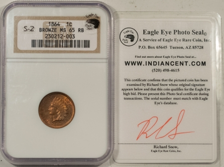 Indian 1864 INDIAN CENT – BRONZE NGC MS-65 RB EAGLE EYE!