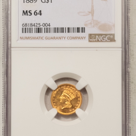 New Store Items 1889 $1 GOLD DOLLAR – NGC MS-64, SUPER PREMIUM QUALITY WITH BLAZING LUSTER!
