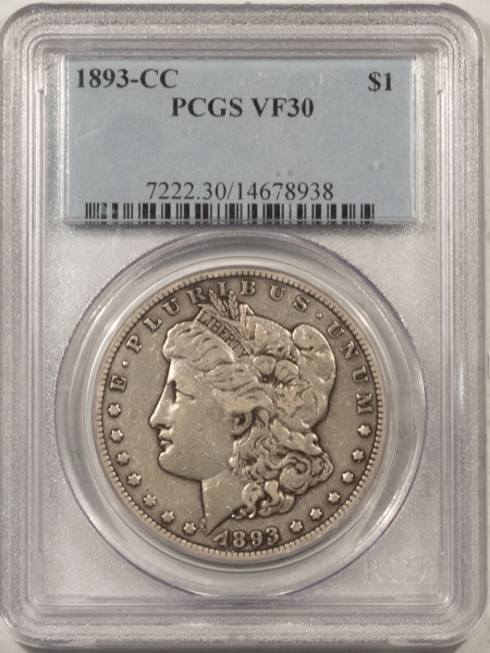 Morgan Dollars 1893-CC MORGAN DOLLAR – PCGS VF-30