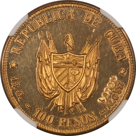 New Certified Coins CUBA 1977 LATON 100 PESOS, STRUCK IN BRASS, NGC PF-67 ULTRA CAMEO; FINEST?