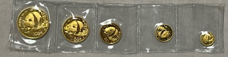 Bullion 1987Y CHINA .999 GOLD PANDA 5 COIN COMPLETE SET 1/20 1/10 1/4 1/2 1OZ SEALED OGP