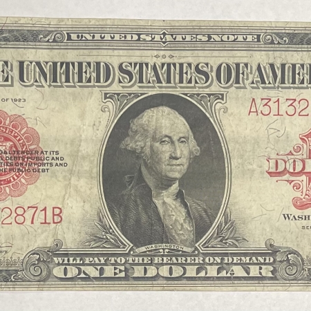 New Store Items 1923 $1 RED SEAL UNITED STATES NOTE, FR-40, BRIGHT VF!