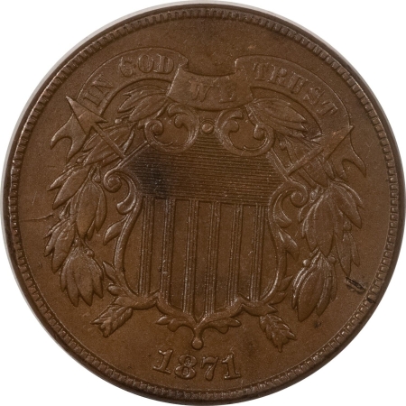 New Store Items 1871 TWO CENT PIECE – HIGH GRADE EXAMPLE, CHOCOLATE BROWN