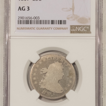 Draped Bust Quarters 1807 DRAPED BUST QUARTER – NGC AG-3, NICE STRONG DATE!
