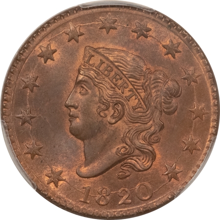CAC Approved Coins 1820 LARGE CENT PCGS MS-65 RB CAC APPROVED, FRESH PREMIUM QUALITY W/LOTS OF RED!