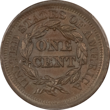 Coronet Head Large Cents 1852 CORONET HEAD LARGE CENT, N-7, R-1 – PCGS MS-63 BN, CHOICE!
