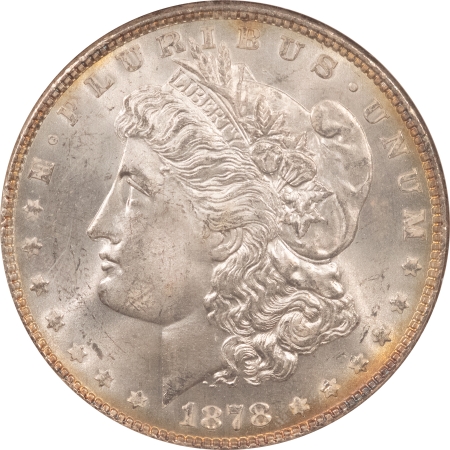 Morgan Dollars 1878 7TF MORGAN DOLLAR, REVERSE OF 1878 – NGC MS-64, WHITE & FLASHY