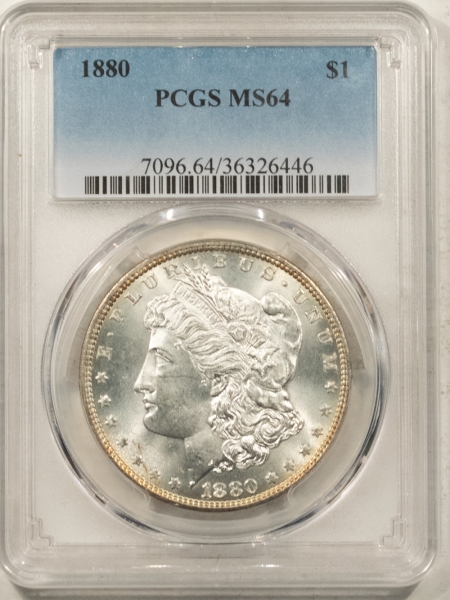Morgan Dollars 1880 MORGAN DOLLAR – PCGS MS-64, LOOKS GEM! PREMIUM QUALITY!
