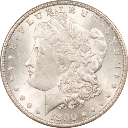 Morgan Dollars 1880 MORGAN DOLLAR – PCGS MS-64, FLASHY WHITE!