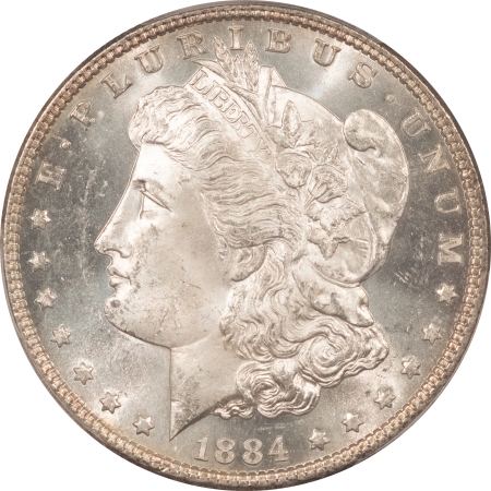 Morgan Dollars 1884 MORGAN DOLLAR – PCGS MS-64, OBVERSE LOOKS PROOFLIKE, FLASHY!