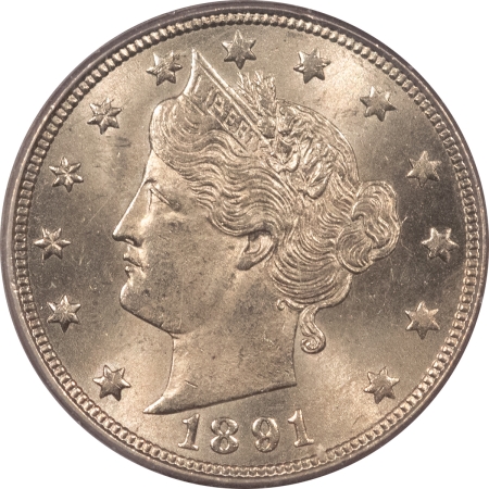 CAC Approved Coins 1891 LIBERTY NICKEL – PCGS MS-63, PREMIUM QUALITY, RATTLER & CAC APPROVED!